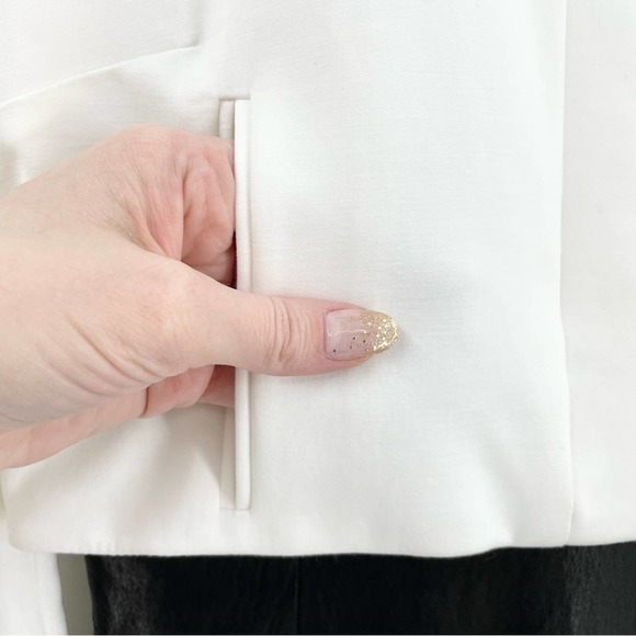 SALLY LAPOINTE Mixed Media Dress White Structure Top Faux Leather Skirt Size 4 - Picture 6 of 16